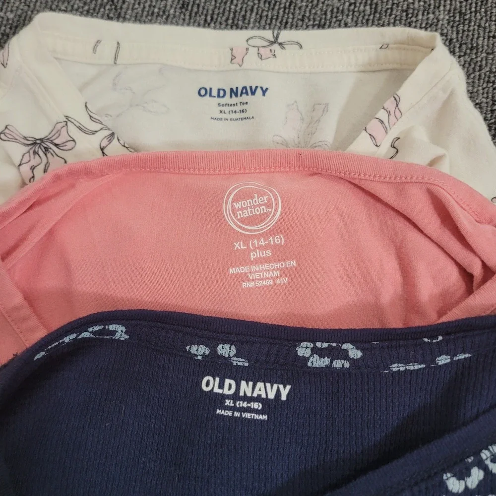 Old Navy Wonder Nation XL 14-16 Long Sleeve Tops Girls Bow Floral Twist 3pc Lot